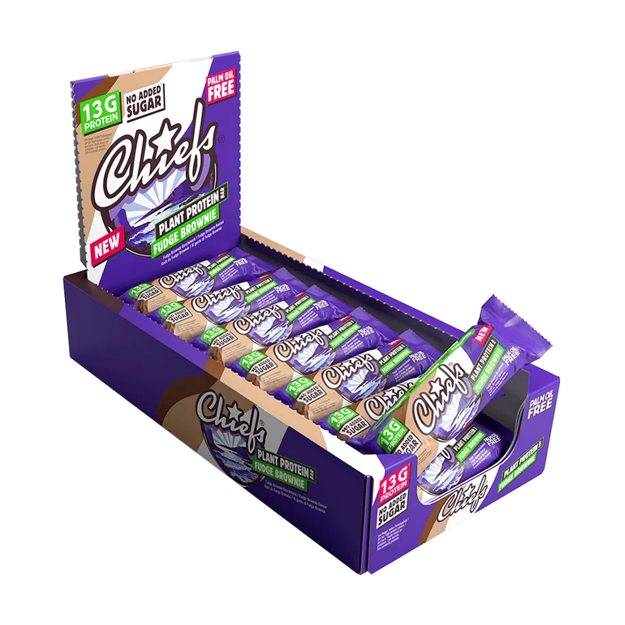 Barretta proteica vegana Chiefs Fudge Brownie 15x55g
