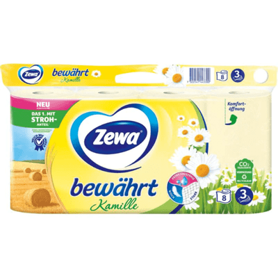 Zewa Toilettenpapier Kamille mit Strohzellstoff 8 Rollen