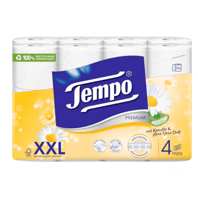 Tempo Toilettenpapier Premium Kamille Aloe Vera 24 Rollen, 4-lagig